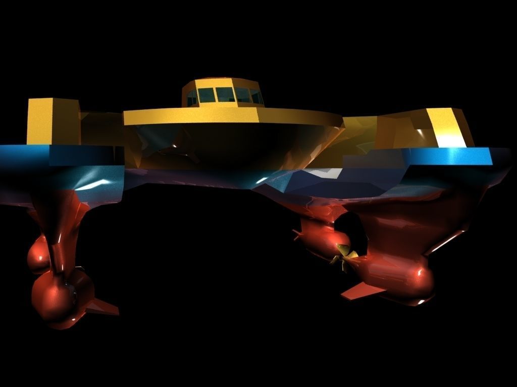 Sea Cutter Concept low poly Mat Free low-poly 3D model_1