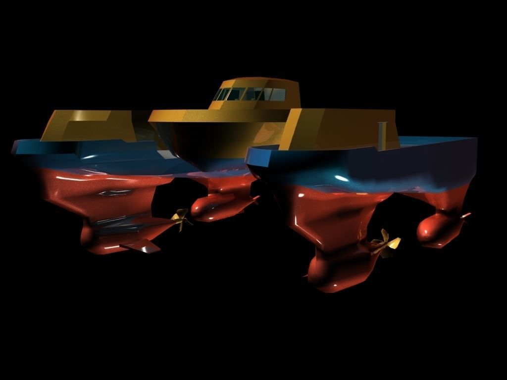 Sea Cutter Concept low poly Mat Free low-poly 3D model_2