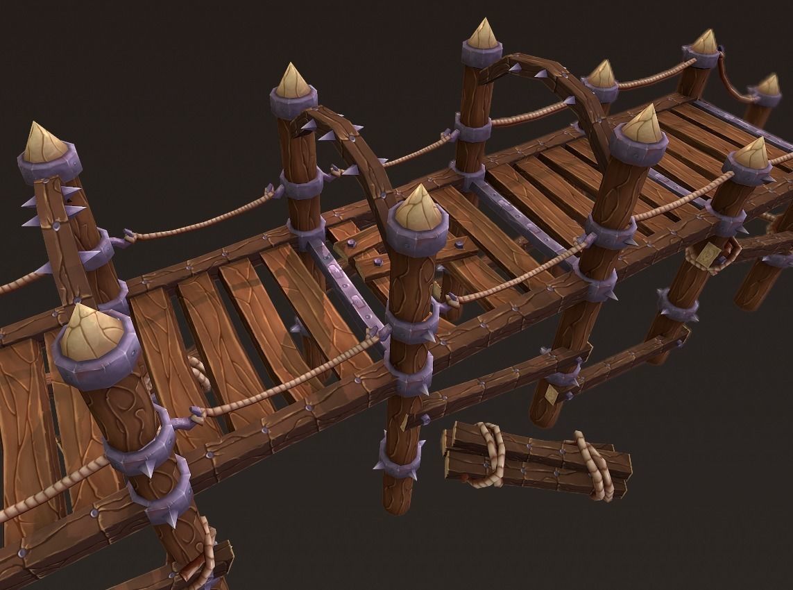 Big Wooden Bridge Low-poly 3D model_4