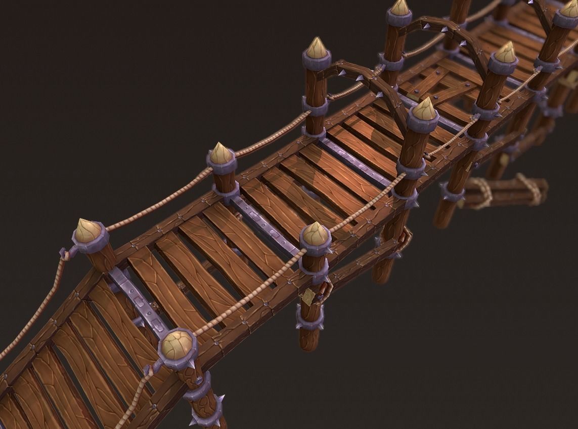 Big Wooden Bridge Low-poly 3D model_5