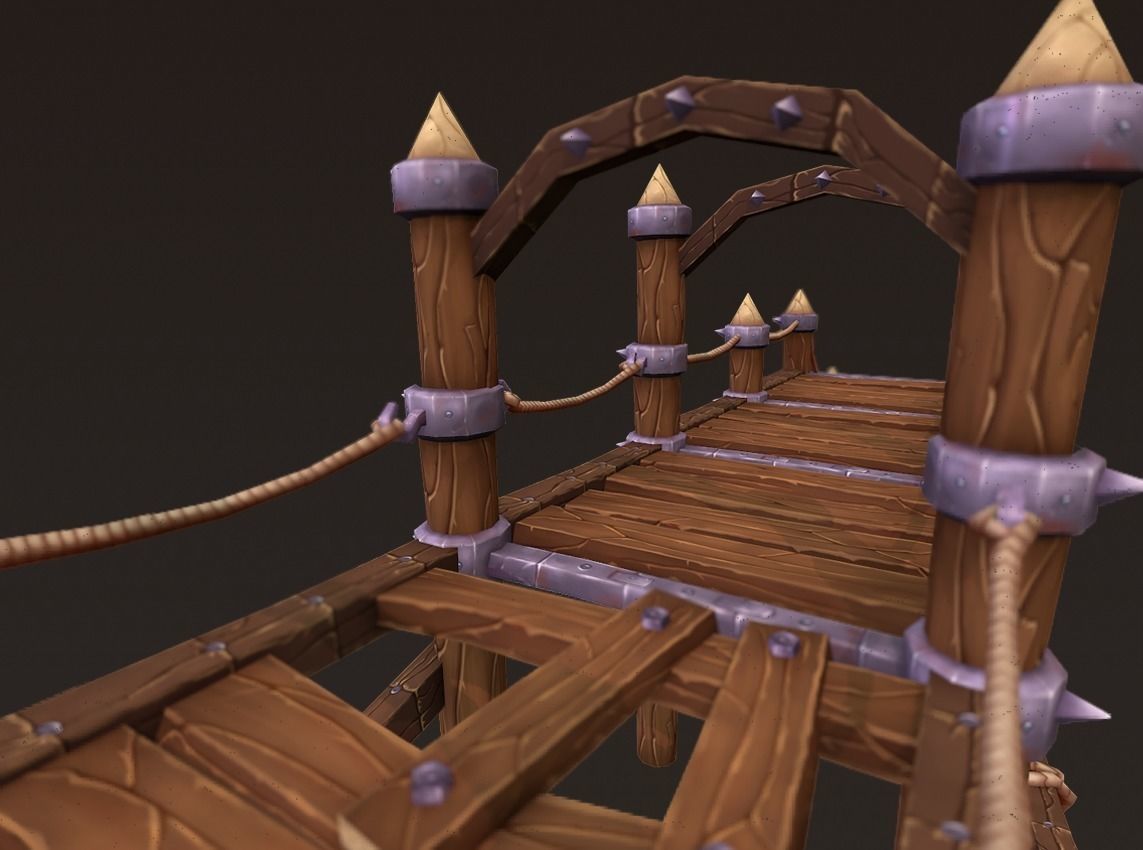 Big Wooden Bridge Low-poly 3D model_3