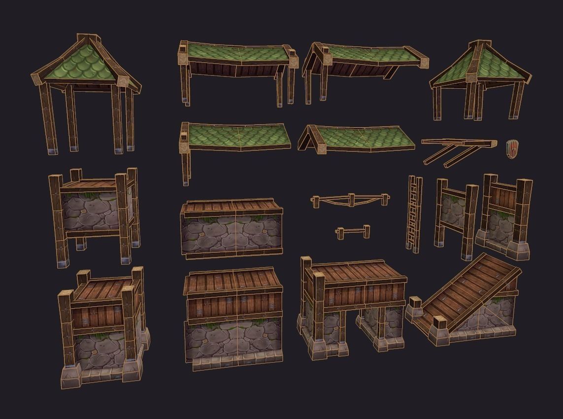 Medieval Fortress Pack Low-poly 3D model_5