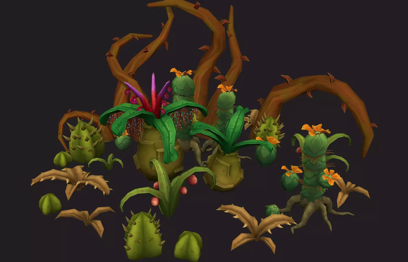 Fantasy Plants Pack Low-poly 3D model_0