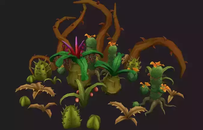 Fantasy Plants Pack Low-poly 3D model