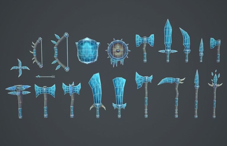 Fantasy RPG Weapon Pack Low-poly 3D model_12