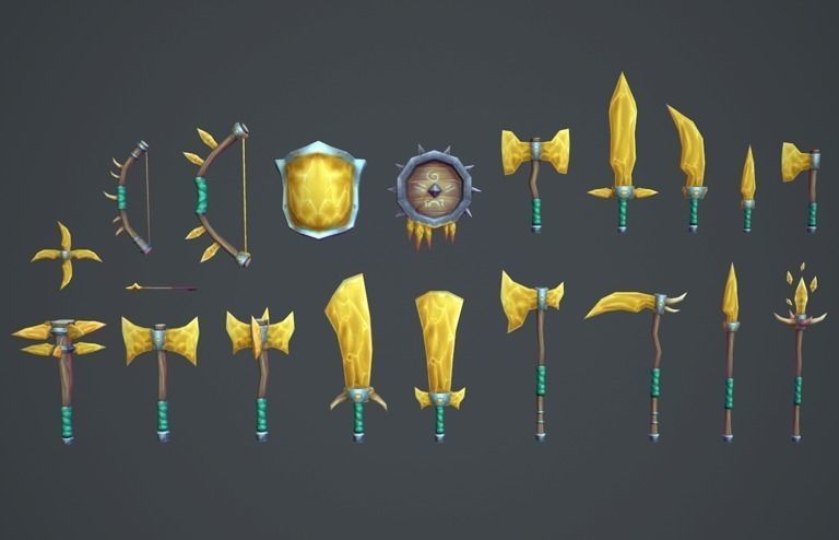 Fantasy RPG Weapon Pack Low-poly 3D model_2