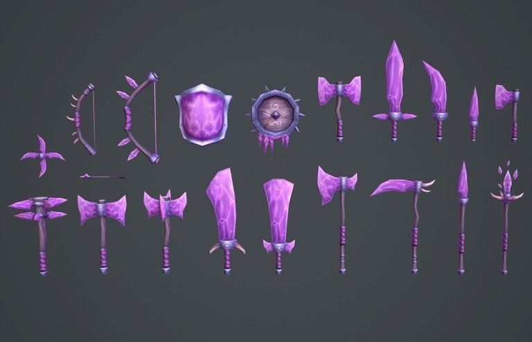 Fantasy RPG Weapon Pack Low-poly 3D model_3
