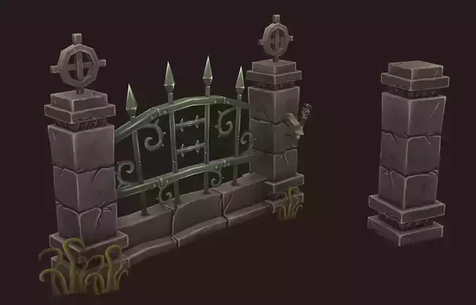 Cemetery Fence Low-poly 3D model