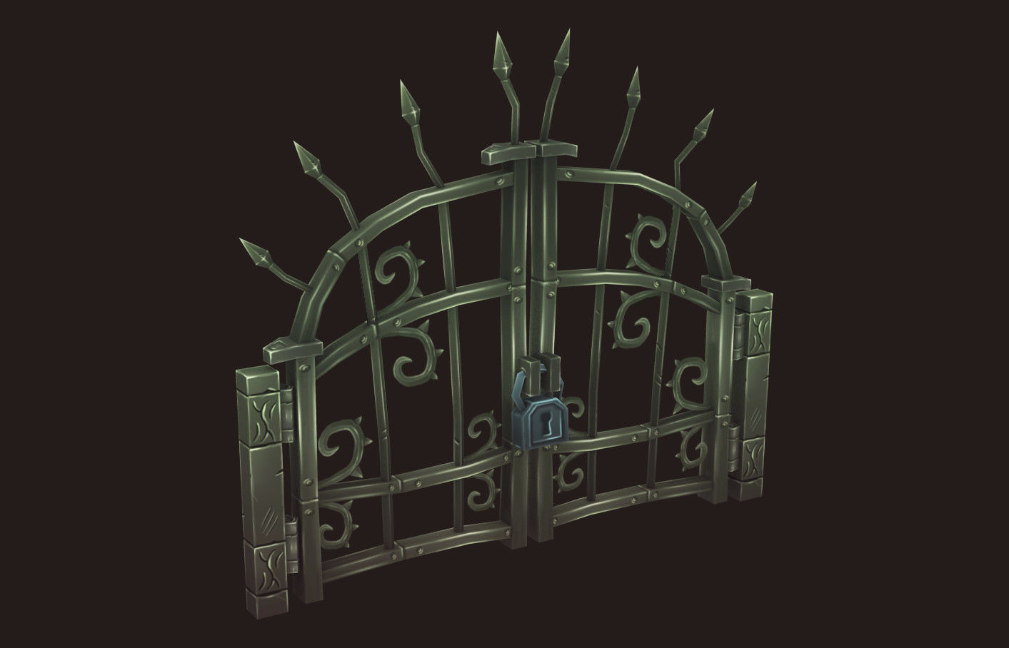 Cemetery Fence Low-poly 3D model_2