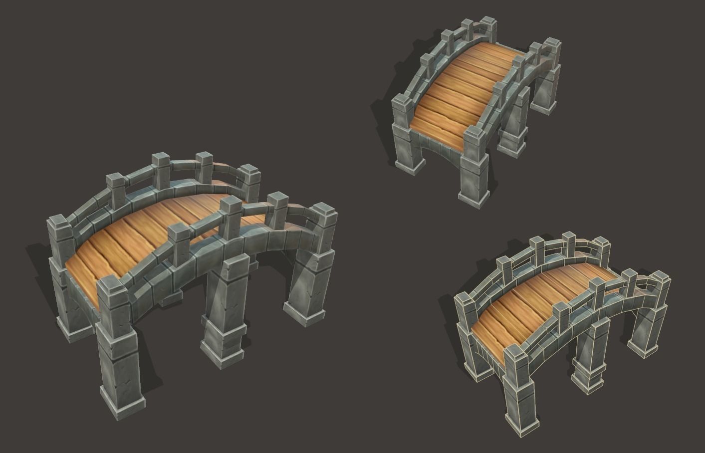 Medieval Bridge Pack 3D model_2