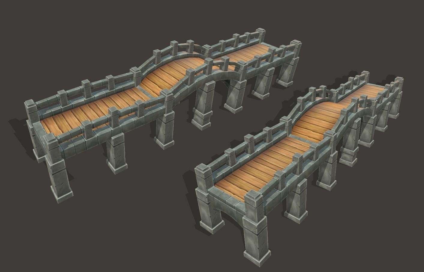 Medieval Bridge Pack 3D model_10