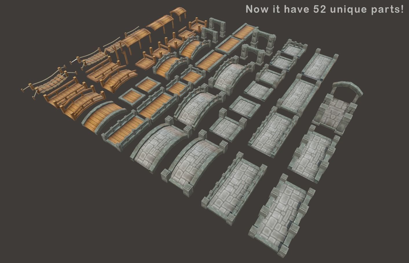 Medieval Bridge Pack 3D model_1