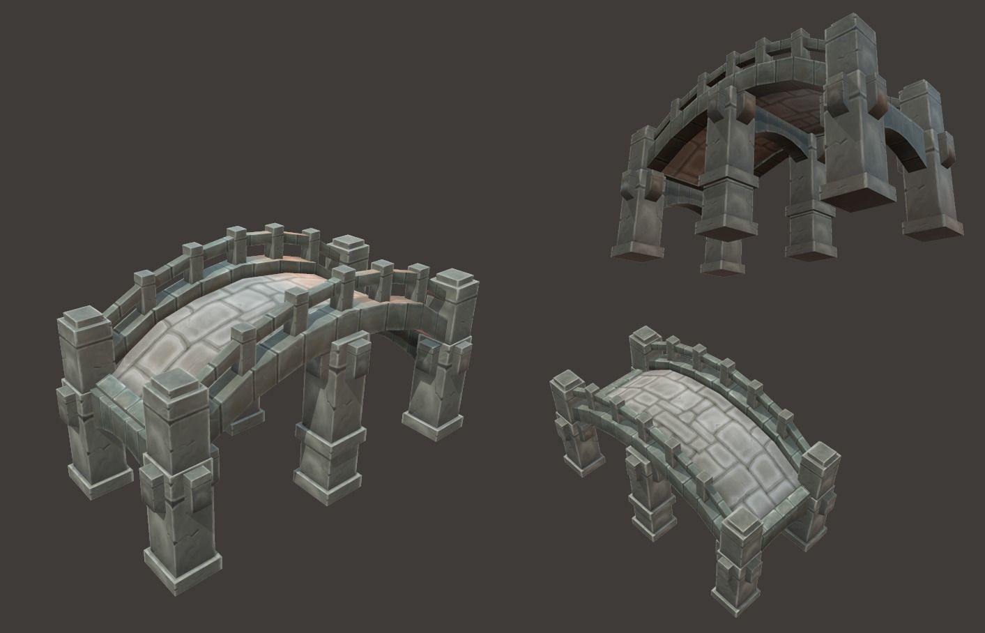 Medieval Bridge Pack 3D model_3