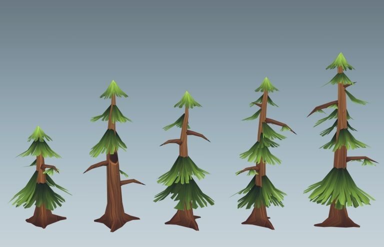 Pine Tree Pack Low-poly 3D model_2