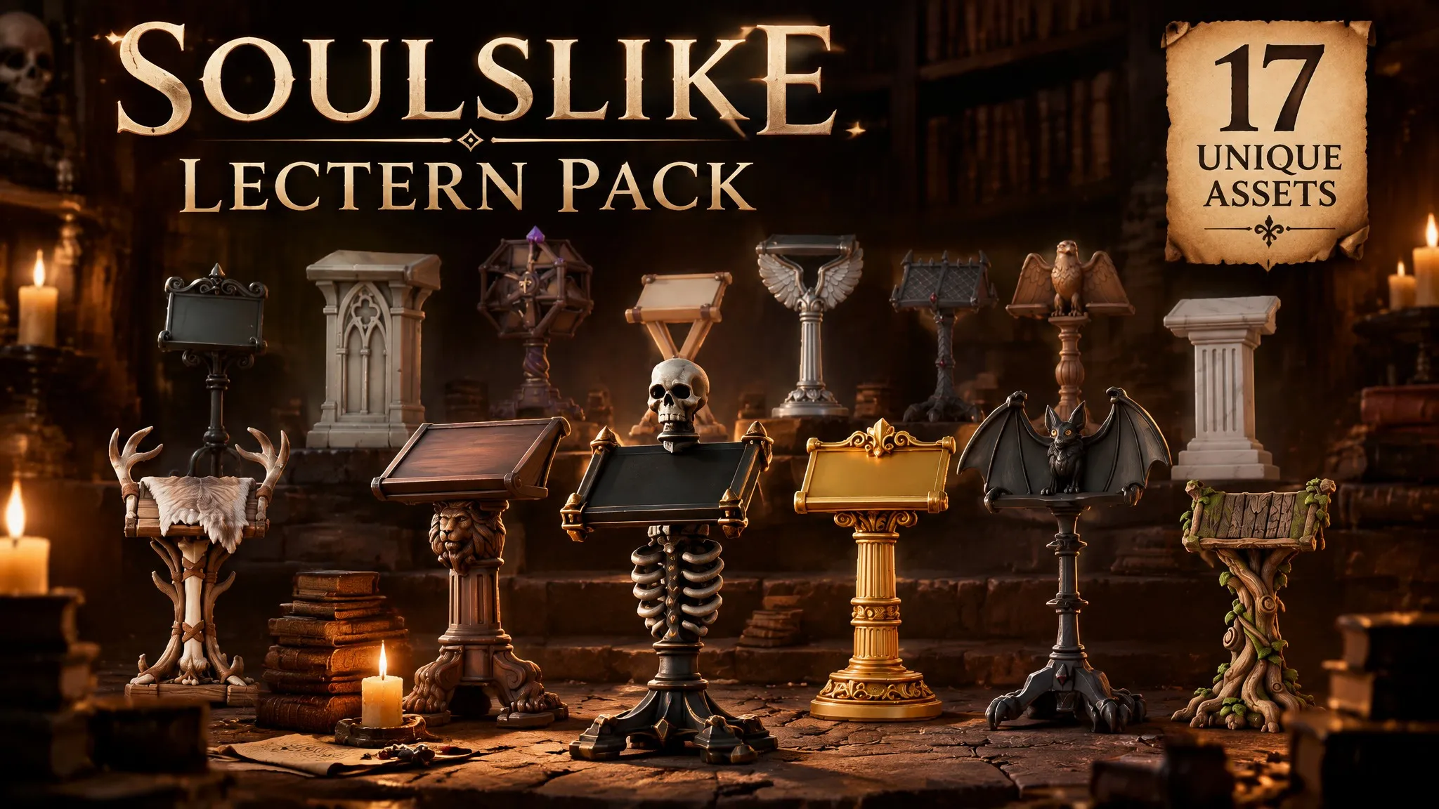 Soulslike Lectern Pack Low-poly 3D model