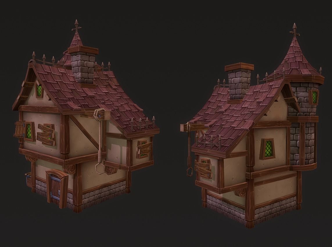 Medieval Houses Pack Low-poly 3D model_0