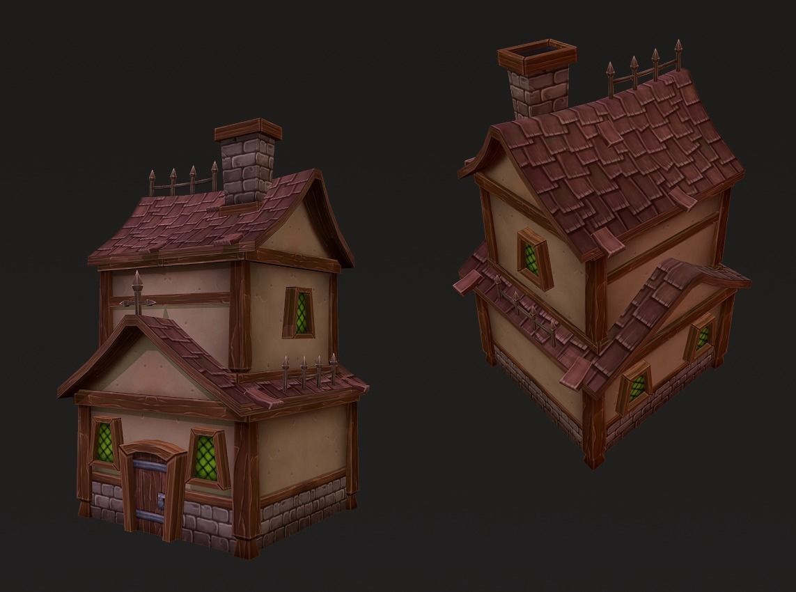Medieval Houses Pack Low-poly 3D model_4