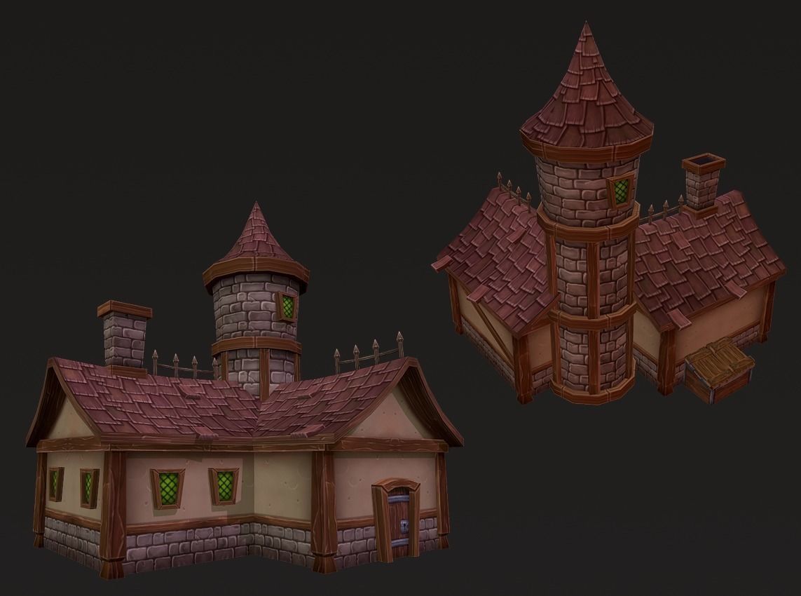 Medieval Houses Pack Low-poly 3D model_5