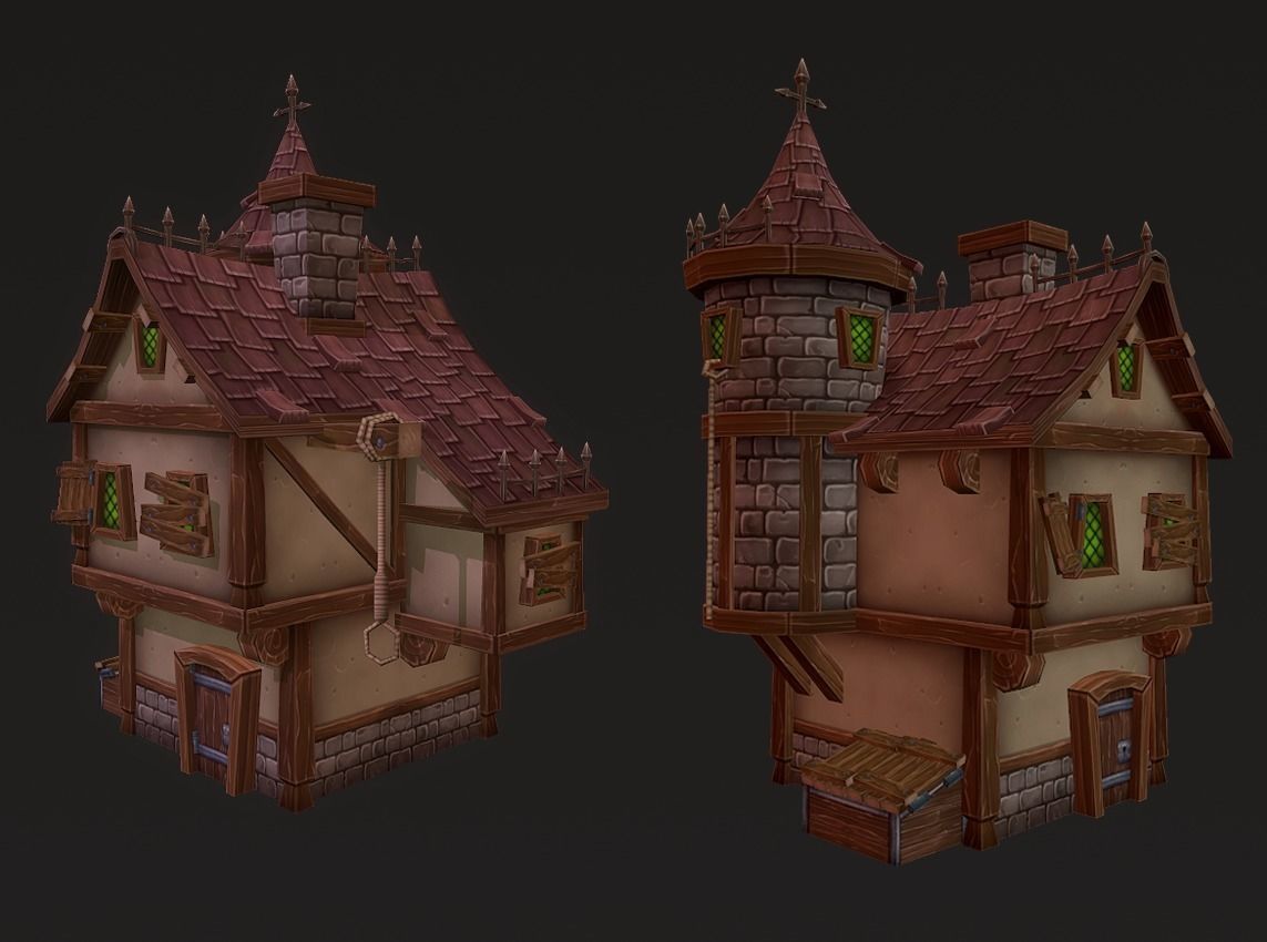Medieval Houses Pack Low-poly 3D model_1