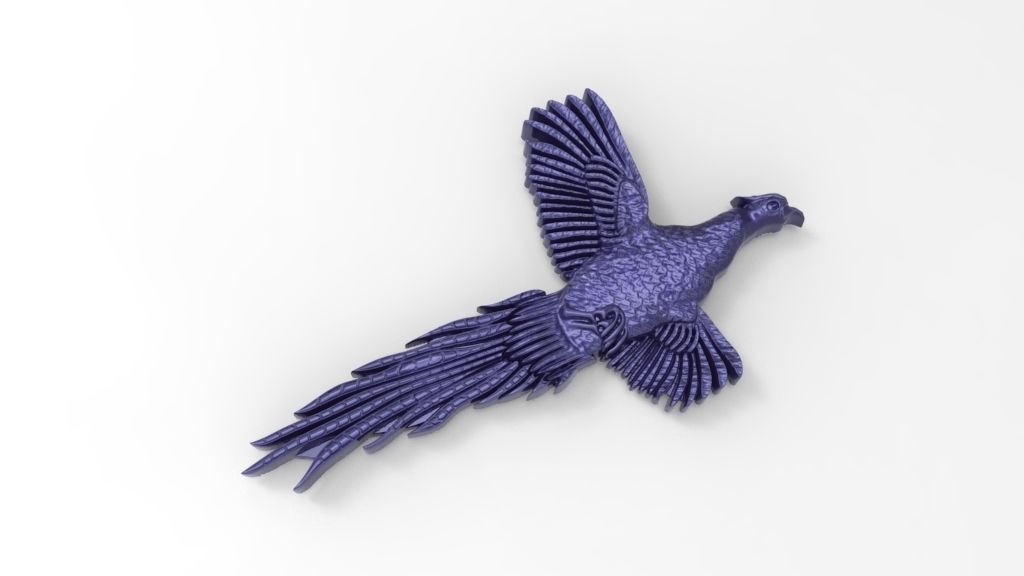 pheasant brooch 3D print model_1