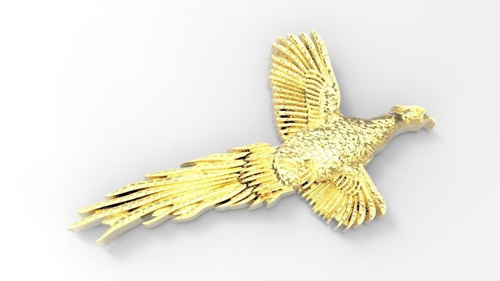 pheasant brooch 3D print model_2