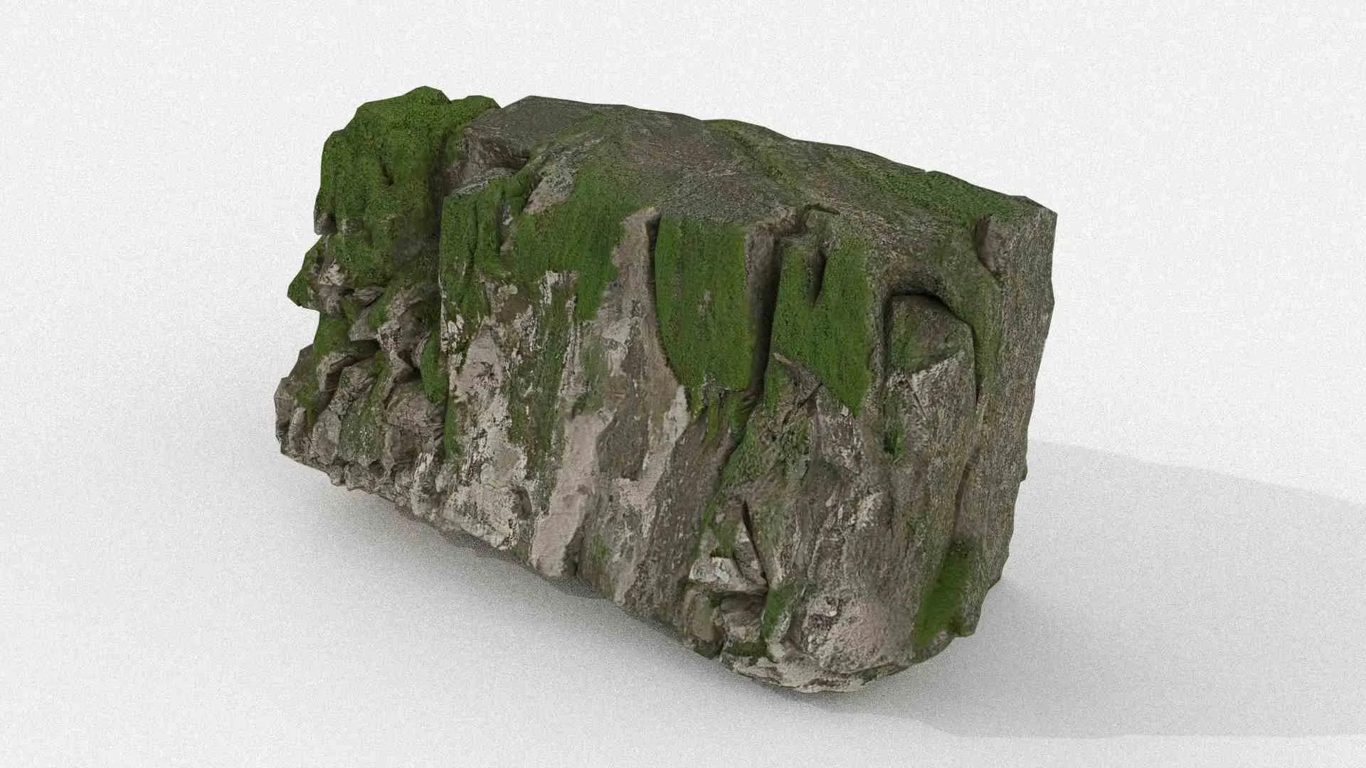 3D model Low-Poly Natural Rock with Green Moss VR / AR / low-poly ...