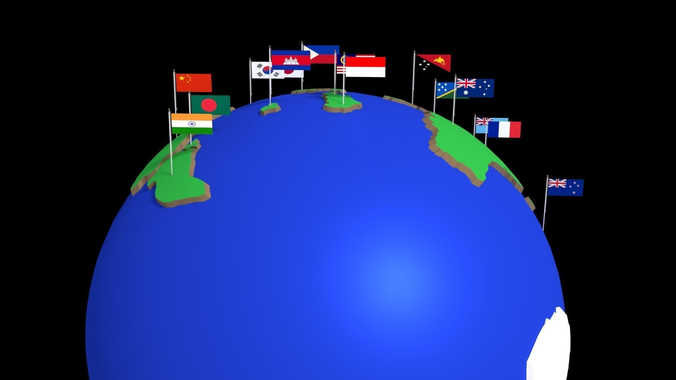 Spinning Globe with Flags