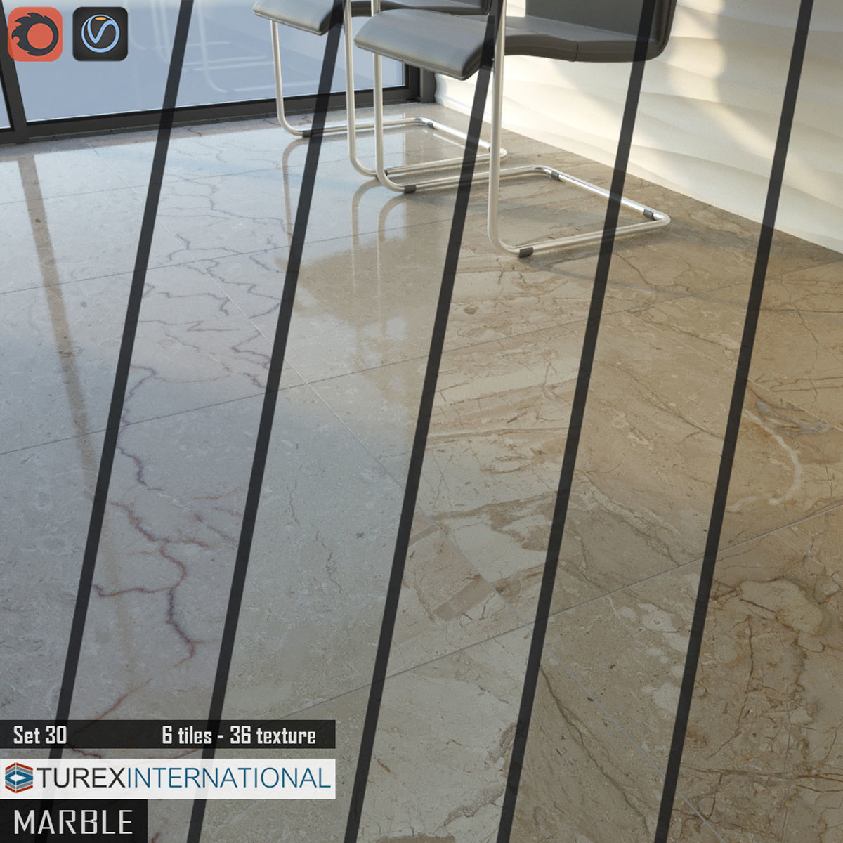 TUREX INTERNATIONAL Marble Tiles Set 3D model_1