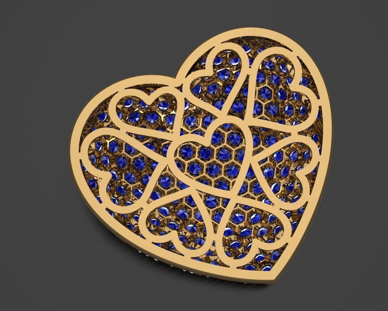 MGold036 - Beautiful Heart Pendant 3D print model_2