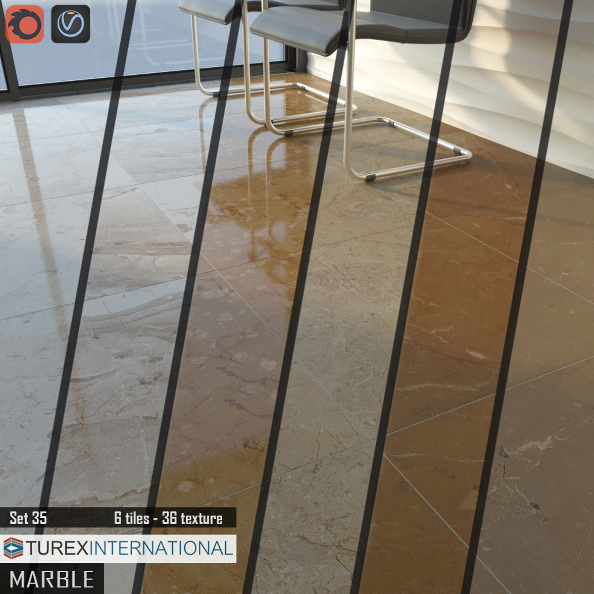 TUREX INTERNATIONAL Marble Tiles Set 3D model_1