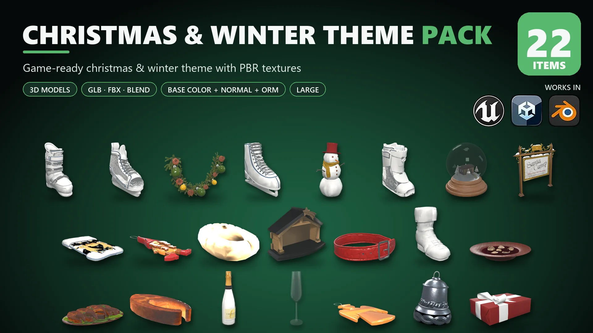 Christmas and Winter Theme Pack Large Low-poly 3D model