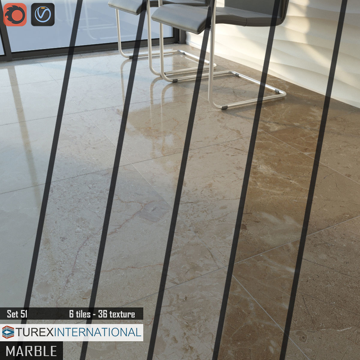 TUREX INTERNATIONAL Marble Tiles Set 3D model_1