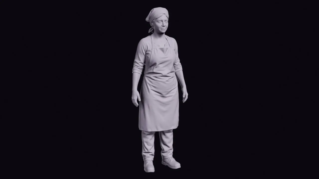 Standing Female Street Food Vendor in a Work Apron Figurine 3D print model
