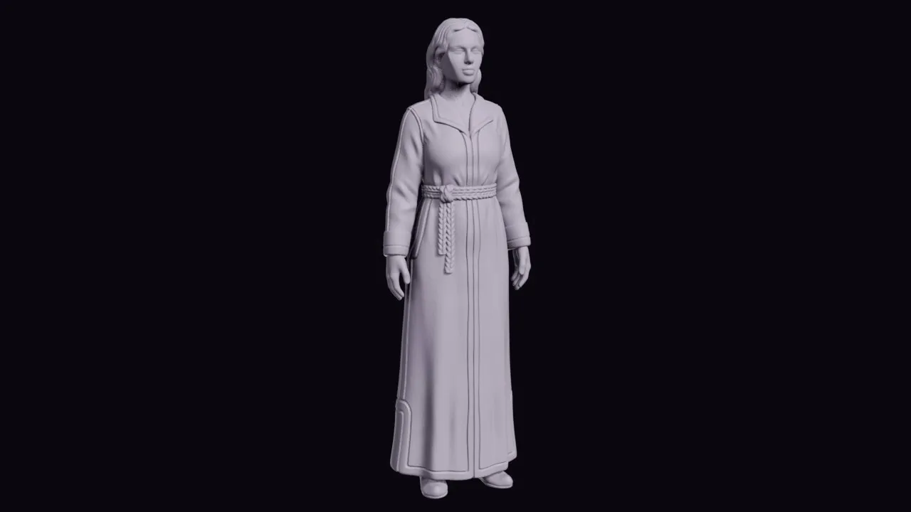 Standing Moroccan Woman in a Kaftan with a Woven Belt Figurine 3D print model