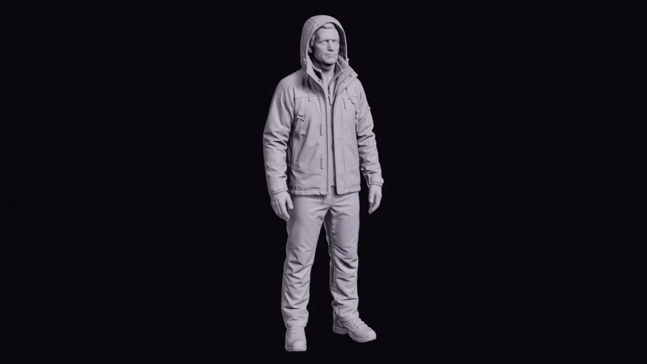 Standing Meteorologist in a Waterproof Coat and Hood Figurine 3D print model