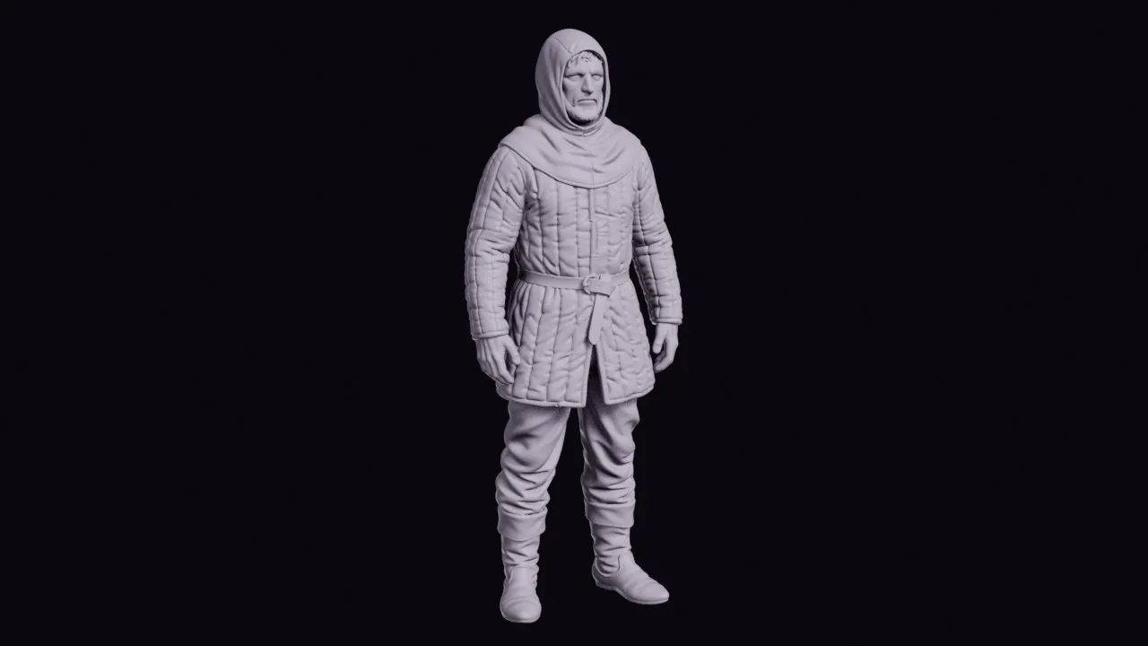 Standing Medieval Archer in a Padded Jerkin and Hood Figurine 3D print model