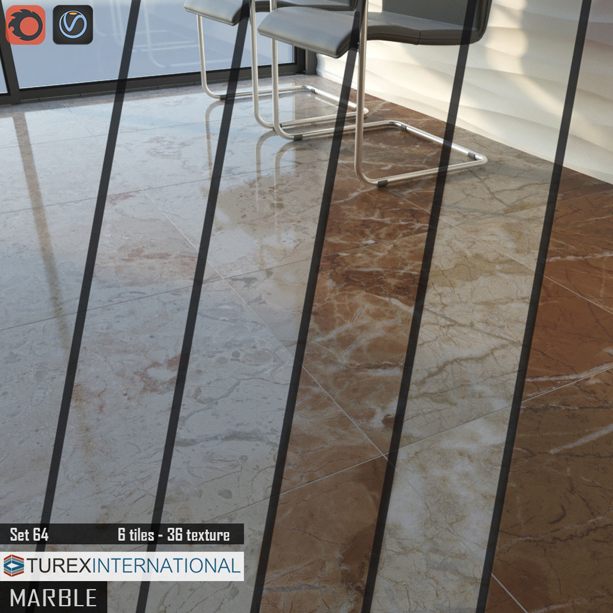 TUREX INTERNATIONAL Marble Tiles Set 3D model_1