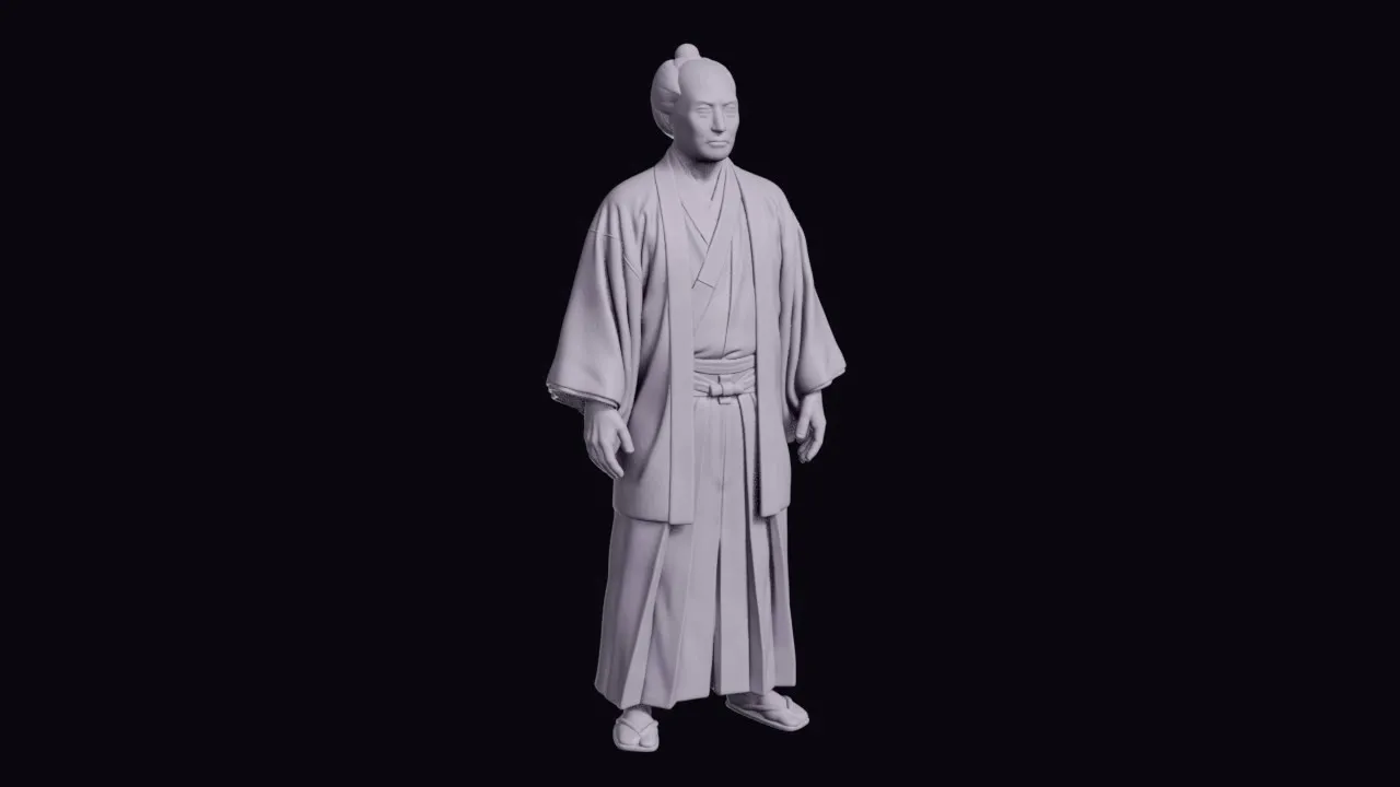 Standing Kabuki Actor in Layered Theatrical Robes Figurine 3D print model