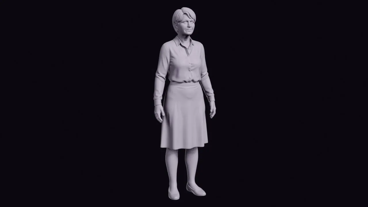 Standing Human Resources Manager in a Blouse and Skirt Figurine 3D print model