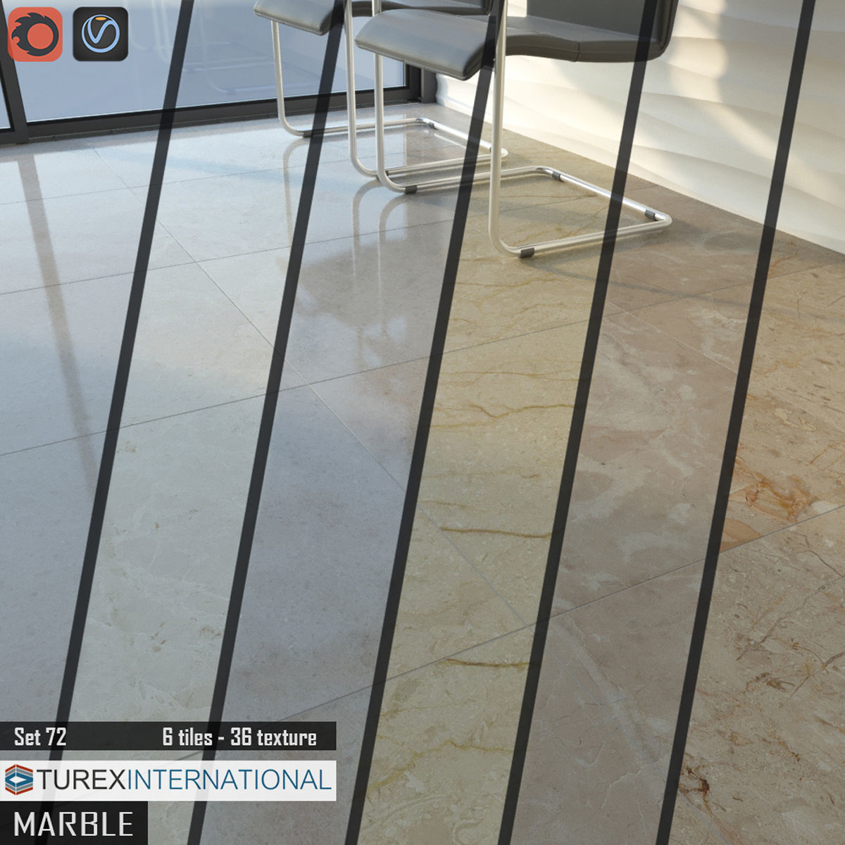 TUREX INTERNATIONAL Marble Tiles Set 3D model_1