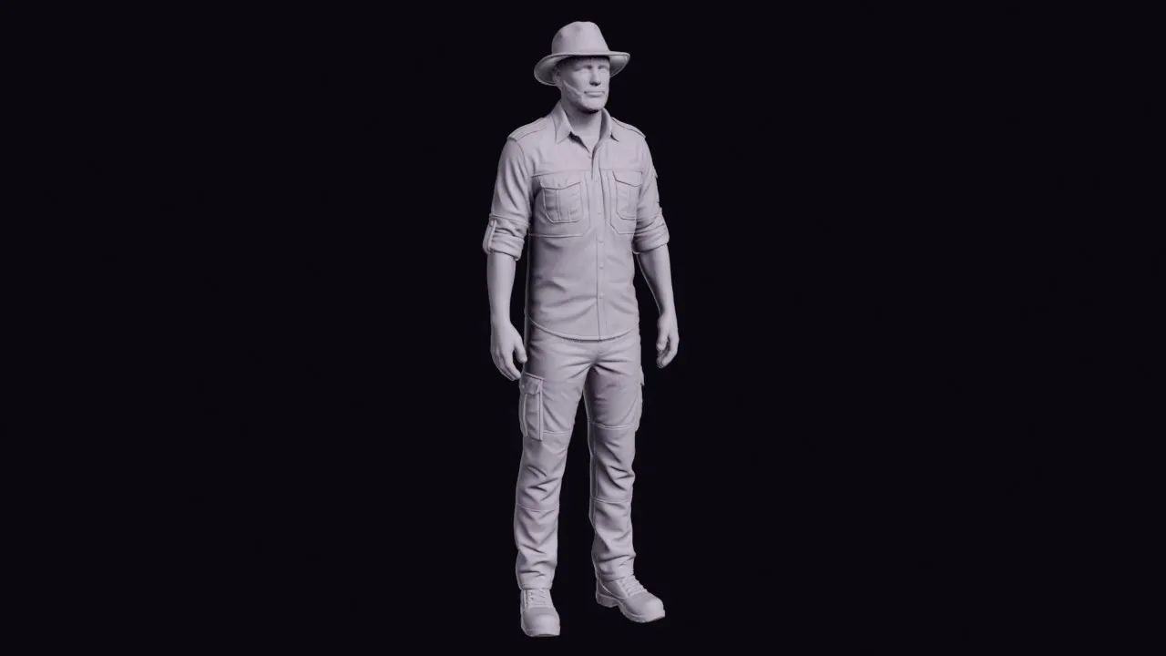 Standing Entomologist in a Field Shirt and Brimmed Hat Figurine 3D print model