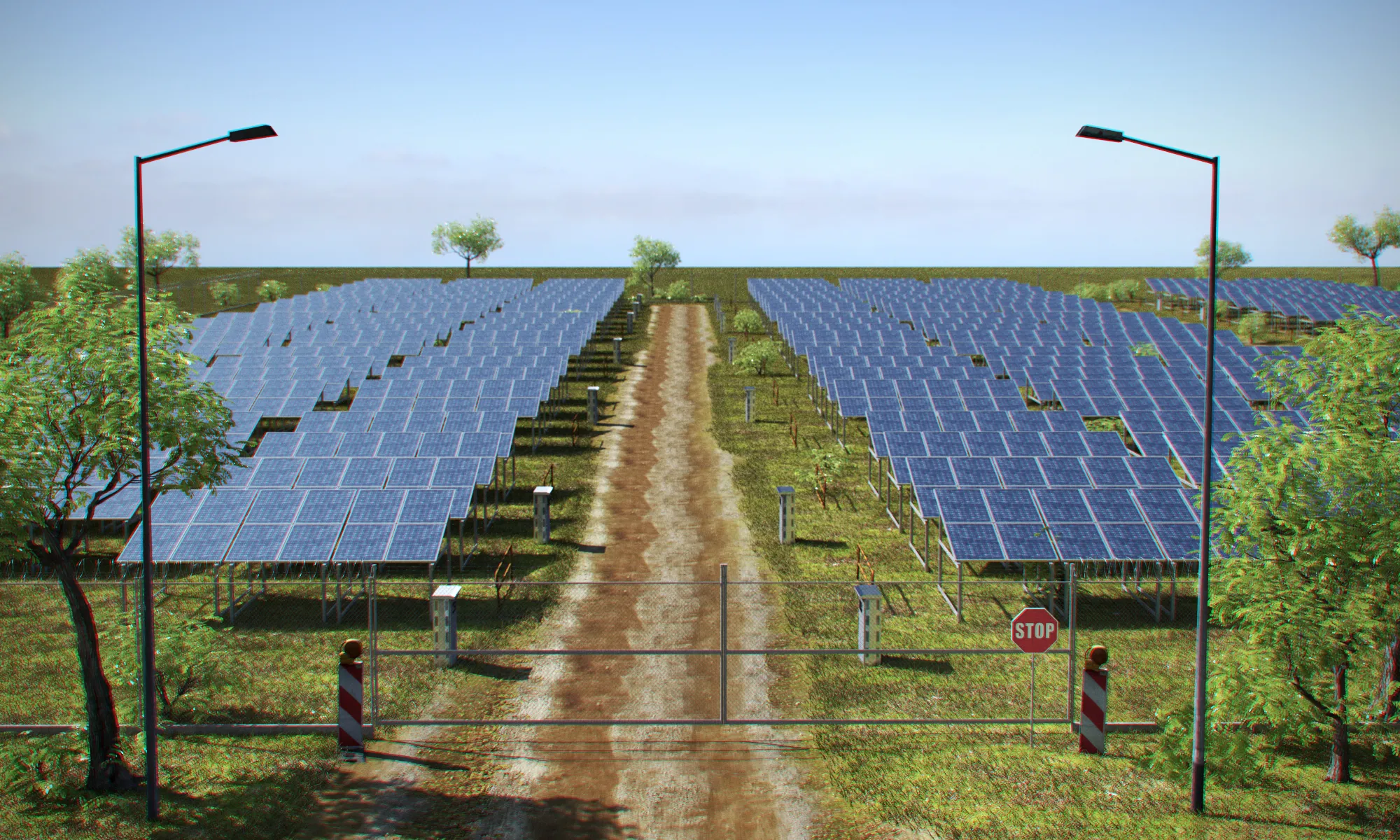 Solar Plant Low-poly 3D model