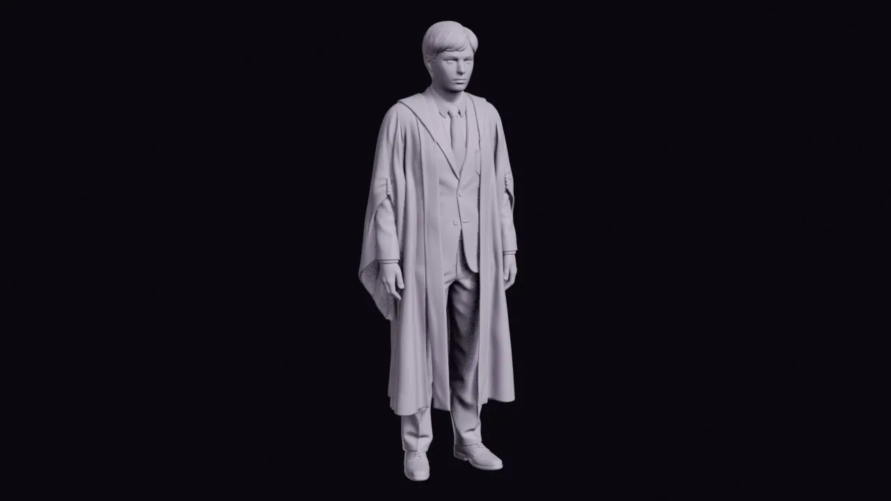 Standing Boarding School Pupil in a Gown over a Uniform Figurine 3D print model