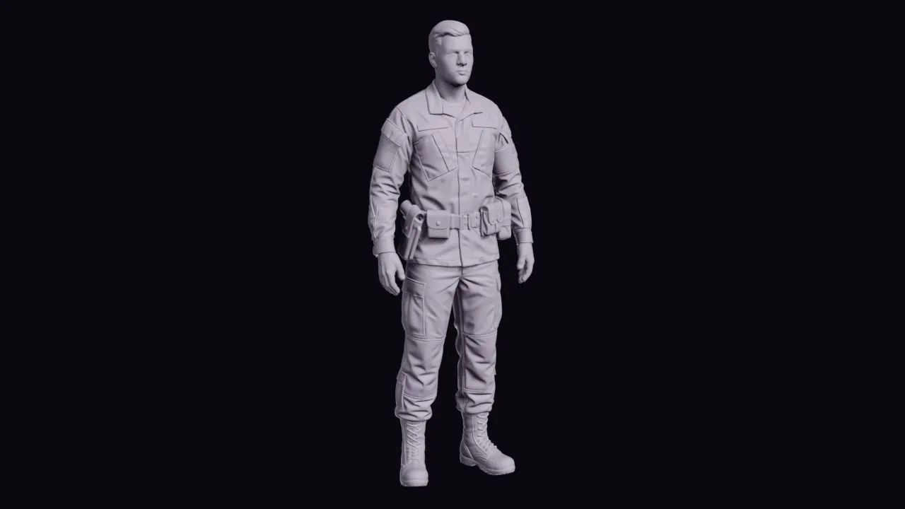 Standing Army Medic in a Field Uniform and Utility Belt Figurine 3D print model
