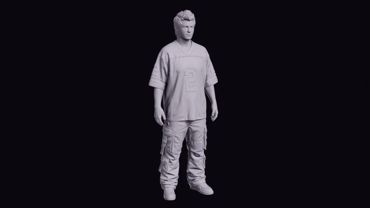 Standing 2000s Man in an Oversized Jersey and Cargo Trousers 3D print model