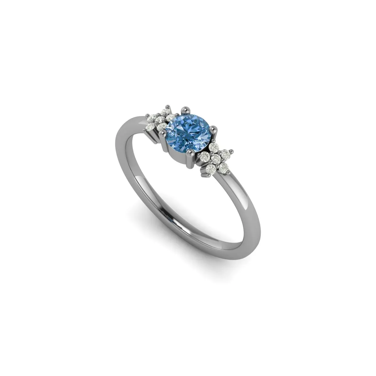 Blue Diamond Side Accent Ring-3D CAD Model 3D print model