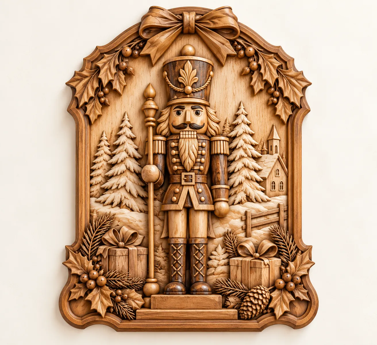 Nutcracker Soldier Christmas Wall Art Rustic Wooden Holiday 3D print model