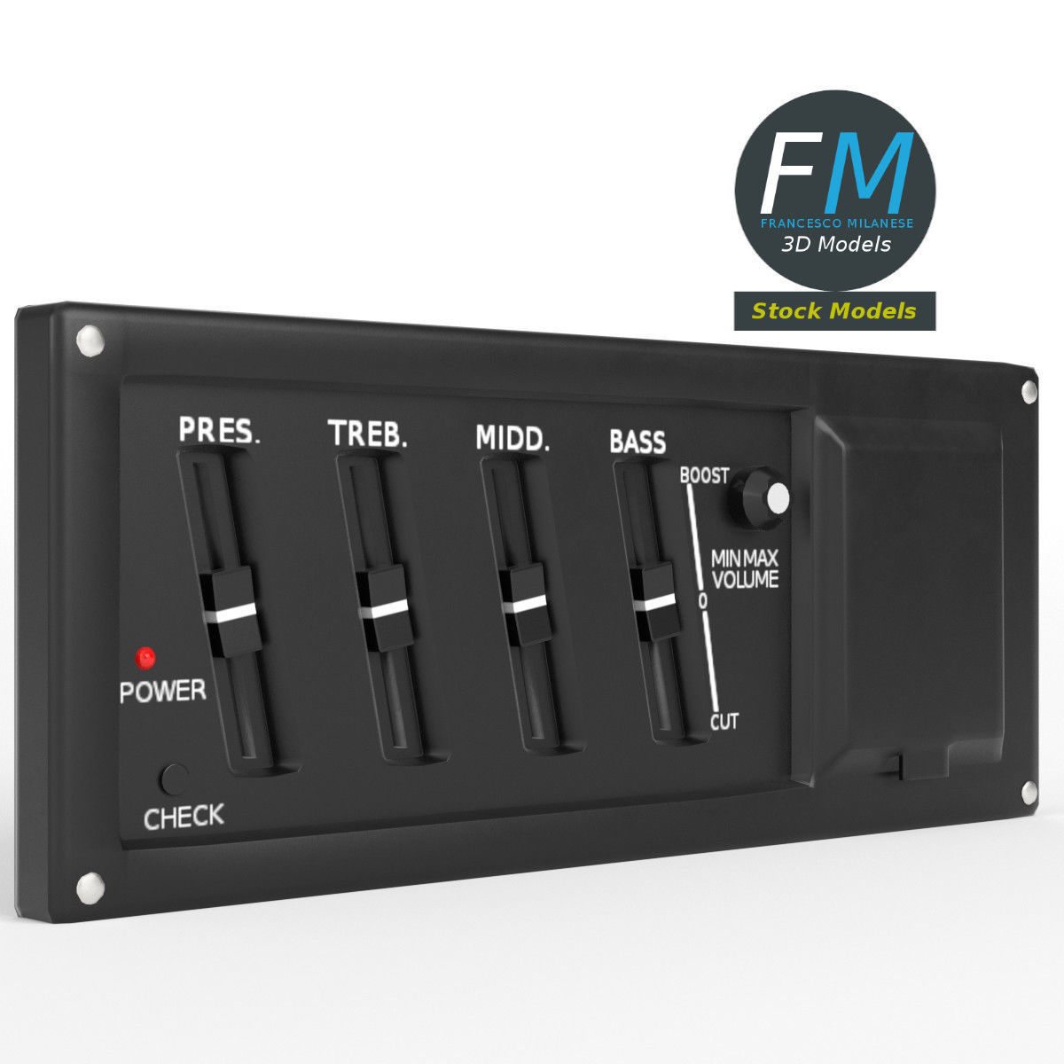 Guitar equalizer control panel 3D model_3