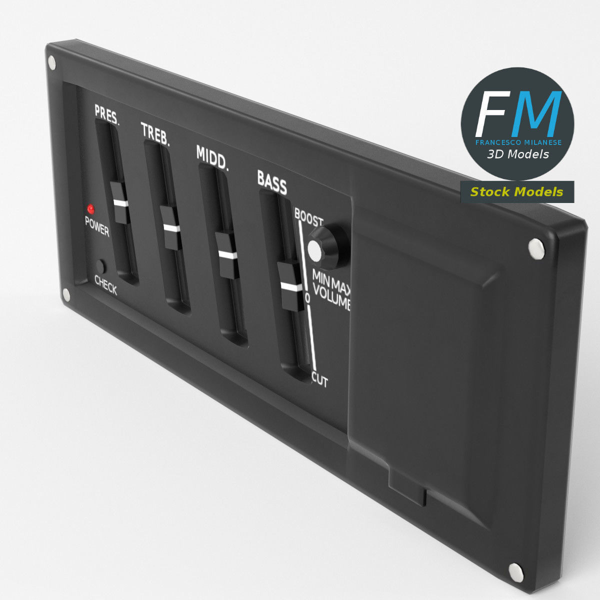 Guitar equalizer control panel 3D model_5