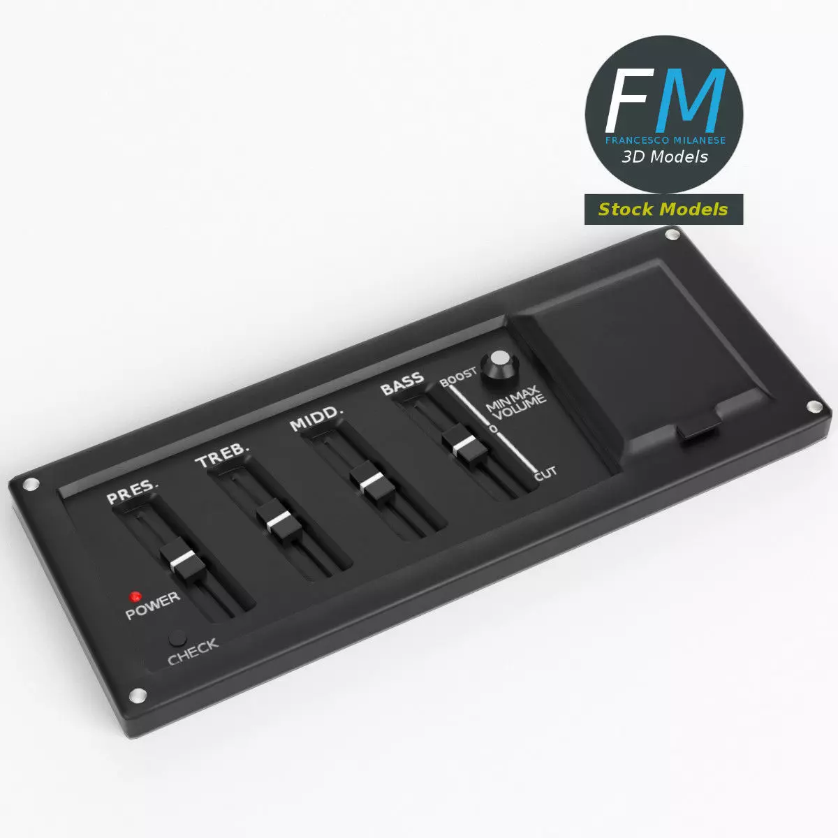 Guitar equalizer control panel 3D model_0